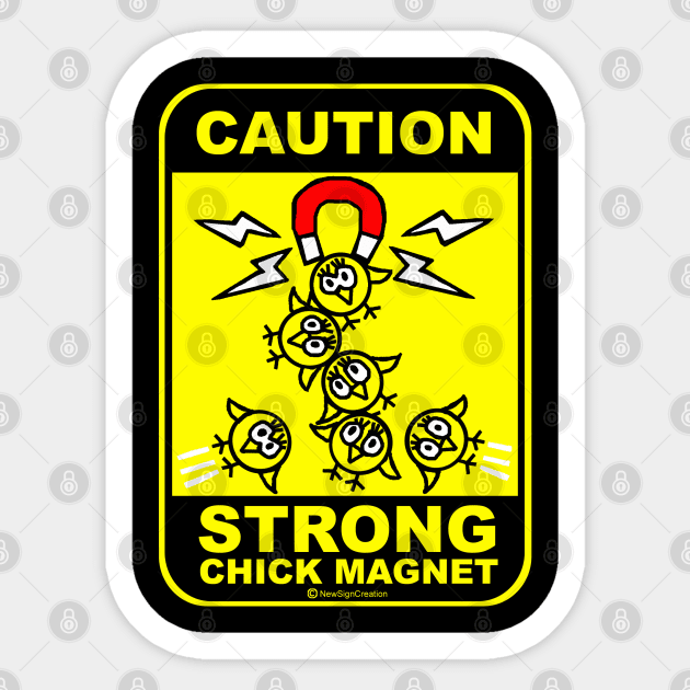 Caution! Strong Chick Magnet Sticker by NewSignCreation